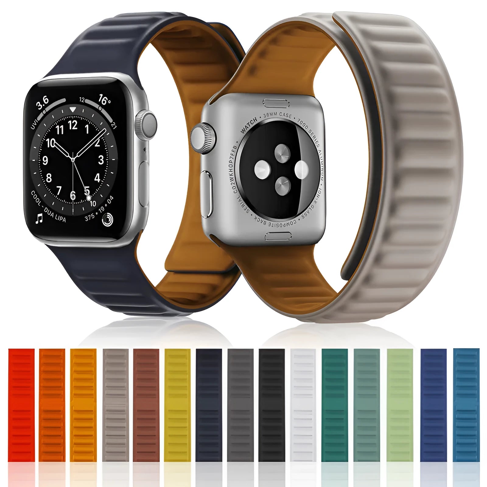 Silicone magnetic watch strap for 38/40mm and 42/44mm lugs in multiple colours