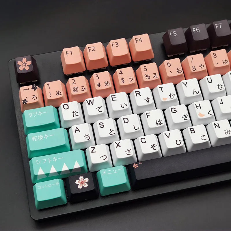 Green mechanical keyboard keycap set for Cherry MX switches with USB wireless receiver