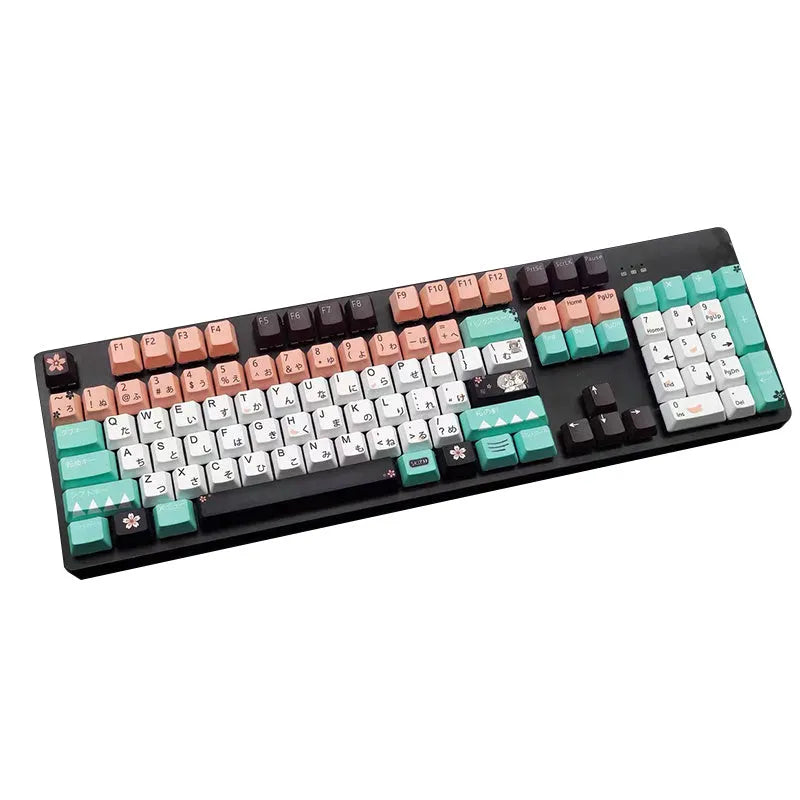 Green mechanical keyboard keycap set for Cherry MX switches with USB wireless receiver