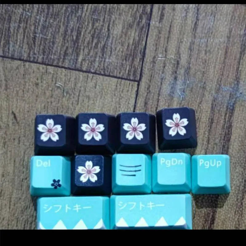 Green mechanical keyboard keycap set for Cherry MX switches with USB wireless receiver