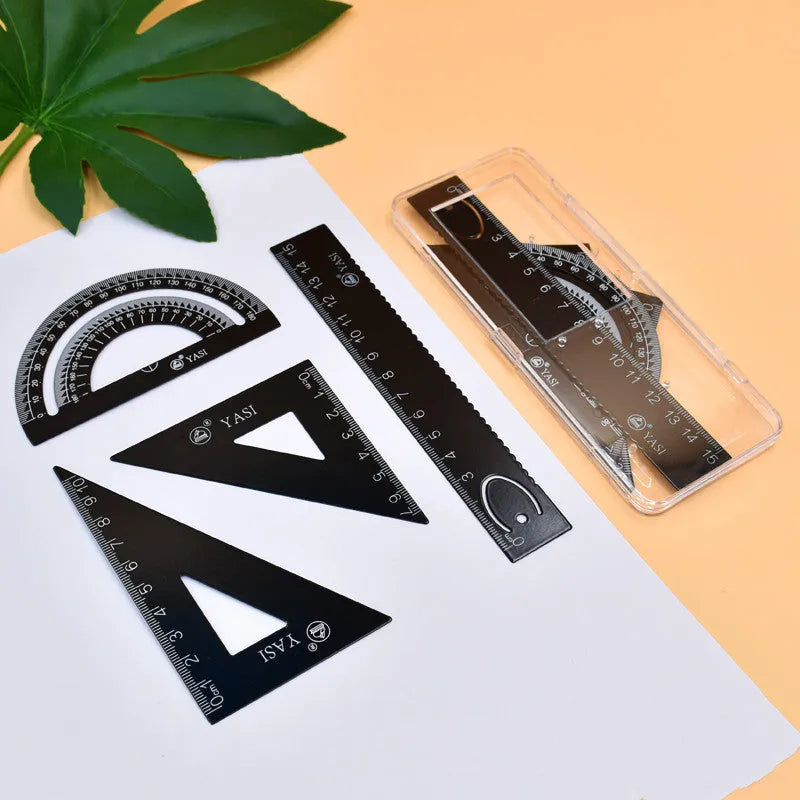 Fraction circle and addition/subtraction teaching aids set with magnetic blocks and transparent rulers on a 23.3cm base.