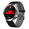Smart bracelet with circular touchscreen on silicone wristband showing call notifications and sleep data