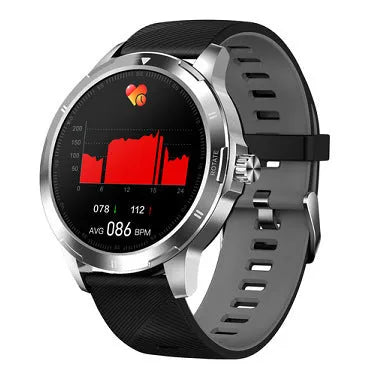 Smart bracelet with circular touchscreen on silicone wristband showing call notifications and sleep data