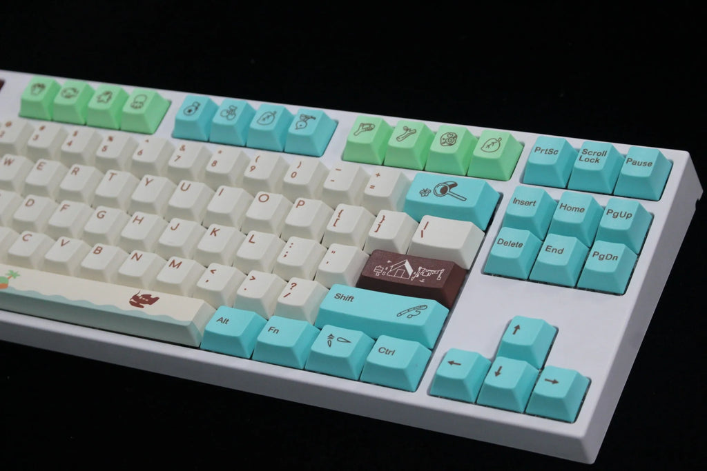 Animal Crossing themed keycap set in standard configuration colour, made from PBT with thermal sublimation print in OEM profile height