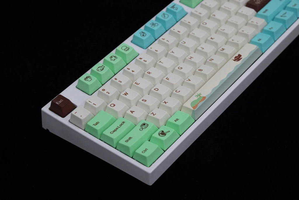 Animal Crossing themed keycap set in standard configuration colour, made from PBT with thermal sublimation print in OEM profile height