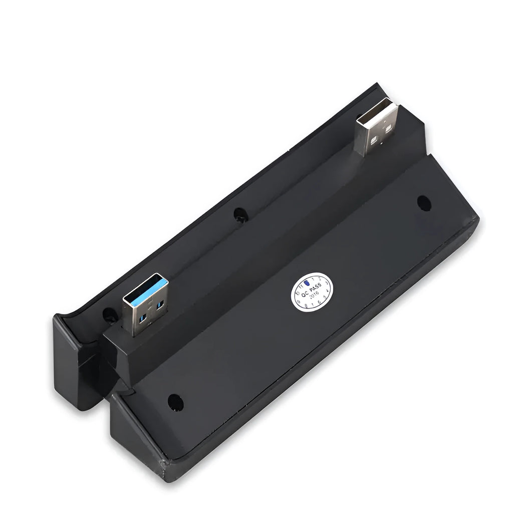 Black USB hub extender accessory for PlayStation 4 consoles with multiple USB ports