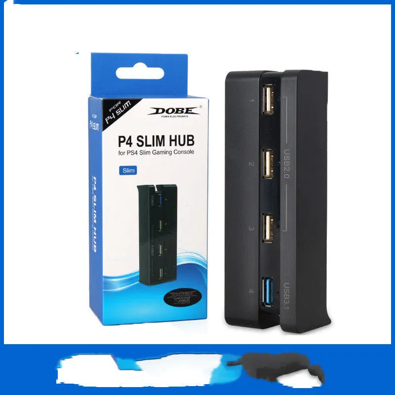 Black USB hub extender accessory for PlayStation 4 consoles with multiple USB ports