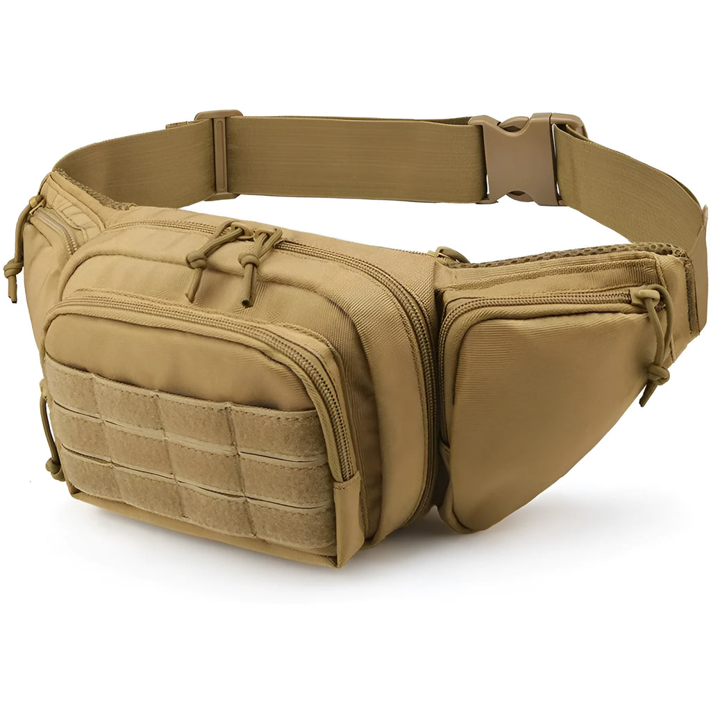 Men's tactical waist bag in black or khaki colour without shoulder straps