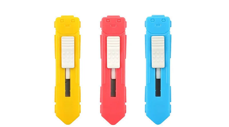 Cartoon art knife with open box design in Miffy style for manual production