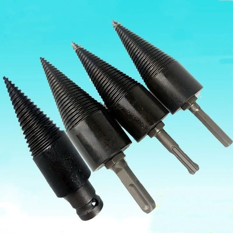 Hardened steel hexagonal wood splitting drill bit for electric hand drills and hammers
