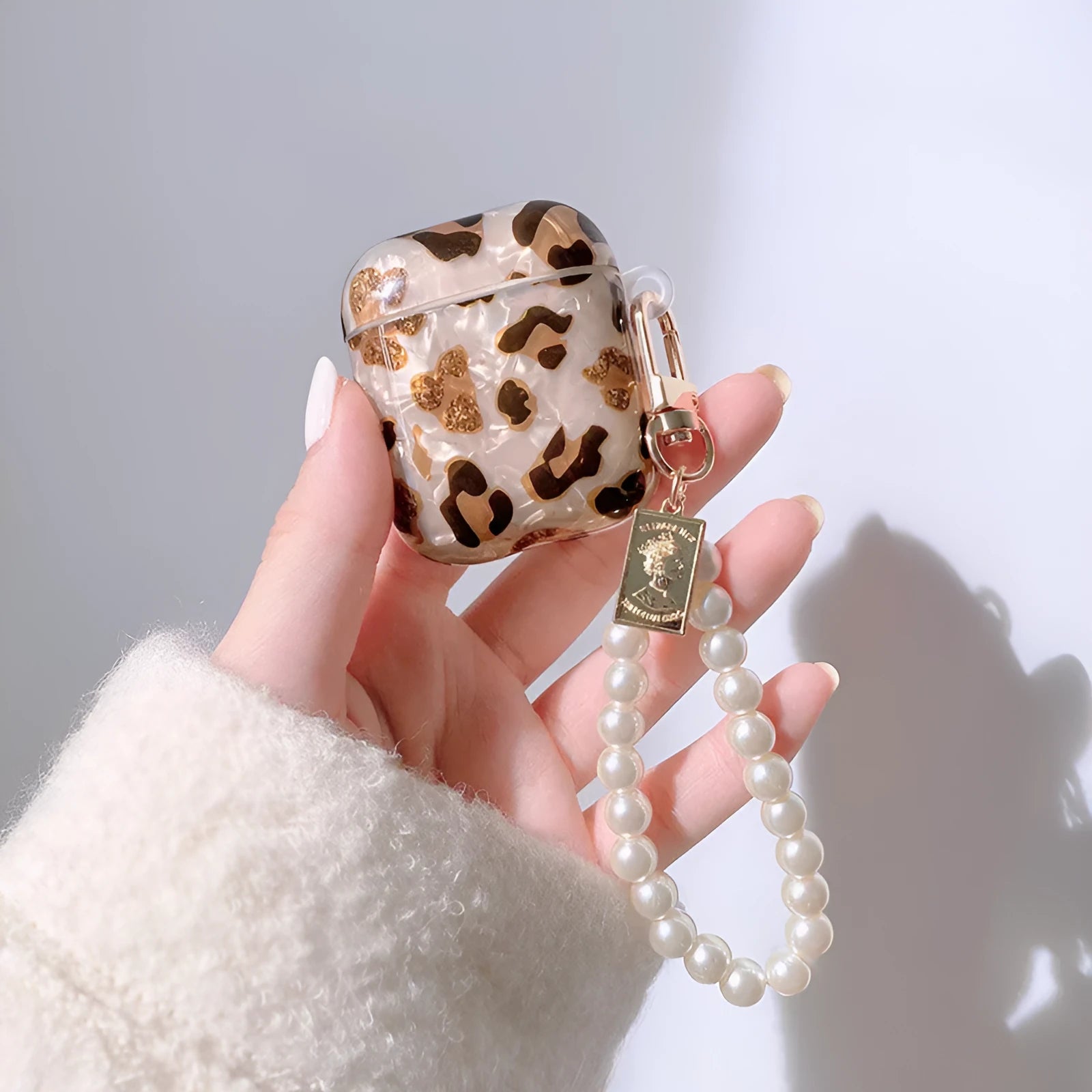 Yellow leopard print TPU AirPods Pro case with flip-top lid