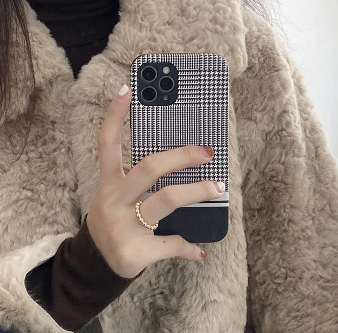 Black houndstooth soft rubber iPhone 11 phone case protective cover