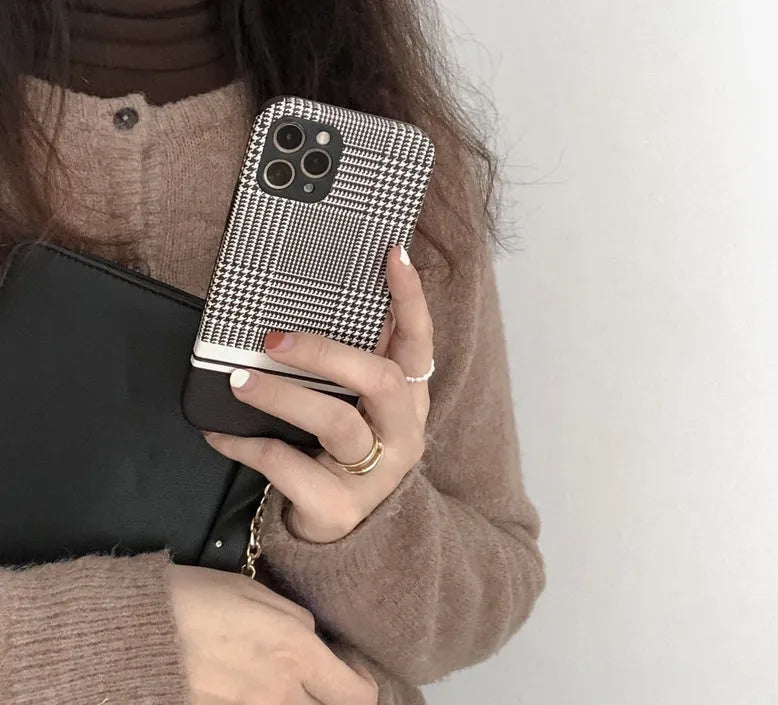 Black houndstooth soft rubber iPhone 11 phone case protective cover
