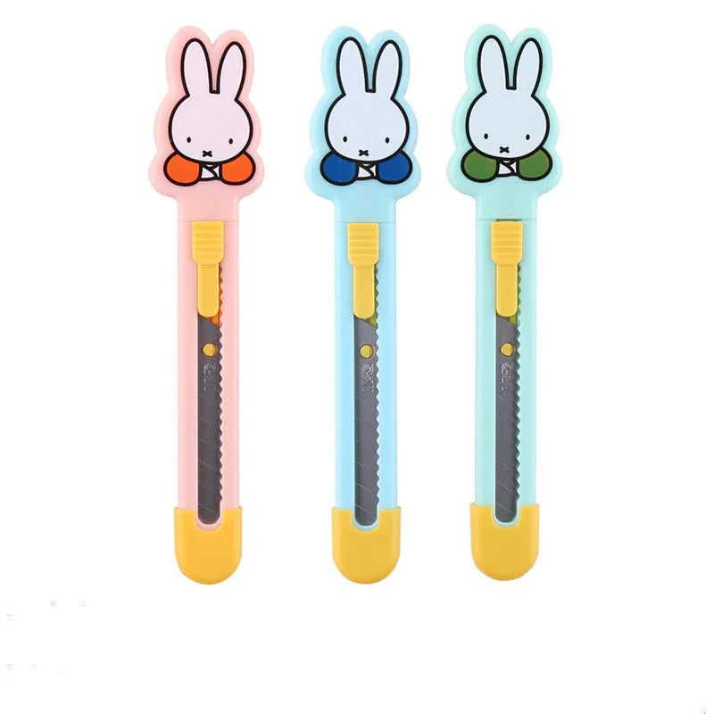 Cartoon art knife with open box design in Miffy style for manual production