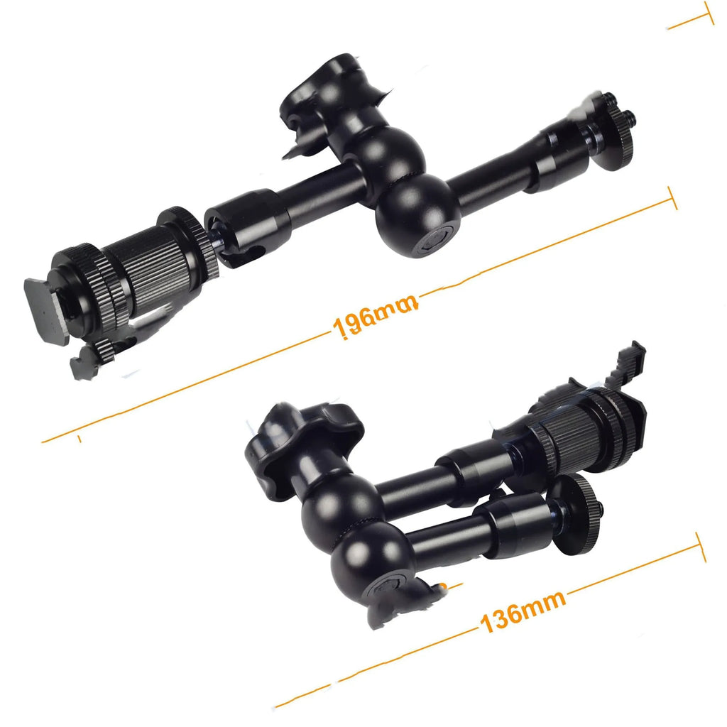 MENGS 7 inch black magic friction articulating arm with hot shoe and camera mount for DSLR camera