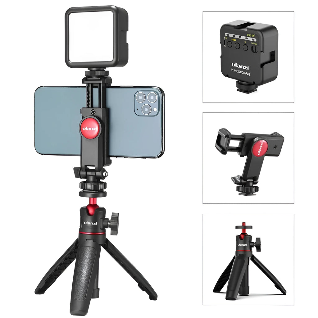 Combo 8 mobile phone vlog selfie stick with fill light bracket and phone stand for live streaming