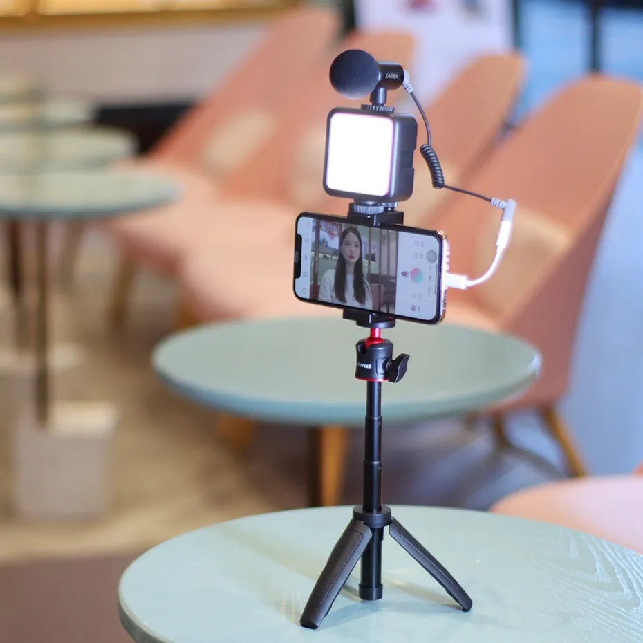 Combo 8 mobile phone vlog selfie stick with fill light bracket and phone stand for live streaming