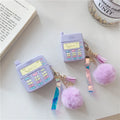 Purple silicone protective case for Apple AirPods with a small furry purple pendant attached.