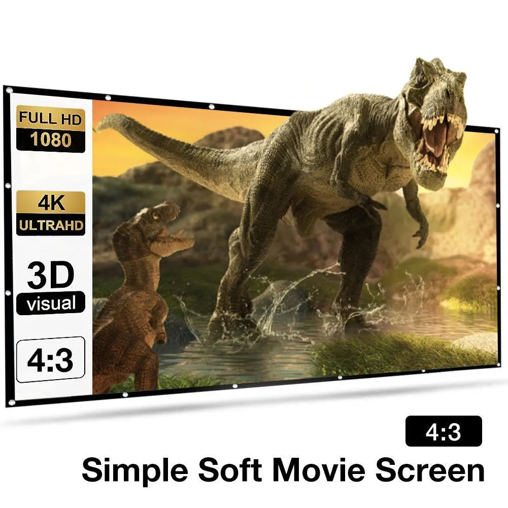 White 150 inch 4:3 portable folding projector screen partially unfolded