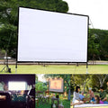 White 150 inch 4:3 portable folding projector screen partially unfolded