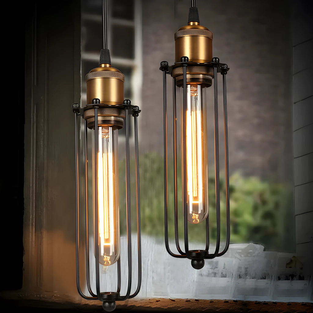Brown iron gladiator-style fishing line chandelier with Nordic retro industrial design.