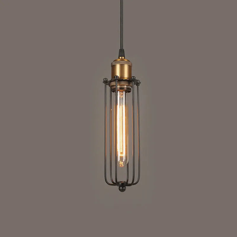 Brown iron gladiator-style fishing line chandelier with Nordic retro industrial design.