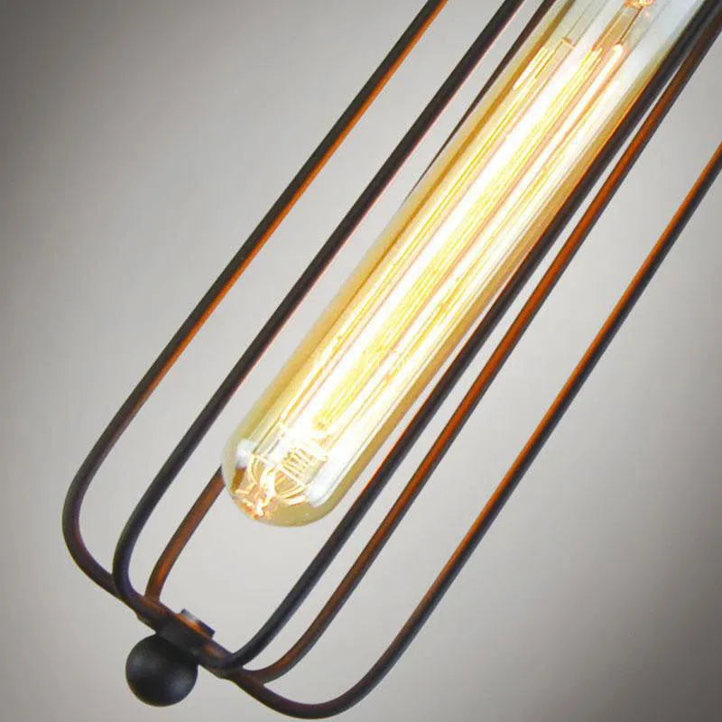 Brown iron gladiator-style fishing line chandelier with Nordic retro industrial design.
