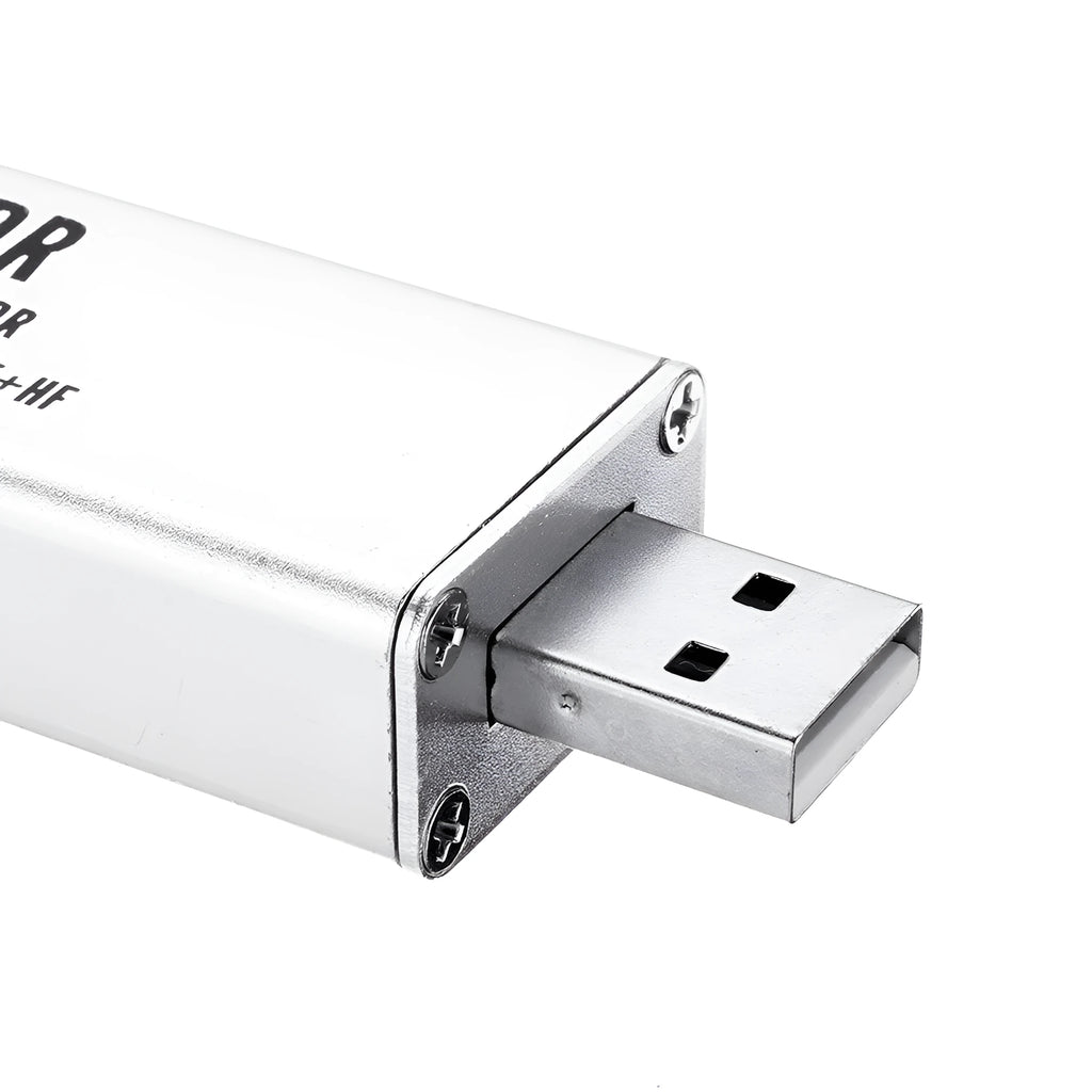Black metal all-band software-defined radio receiver with SMA connector for 25-1700MHz frequency coverage