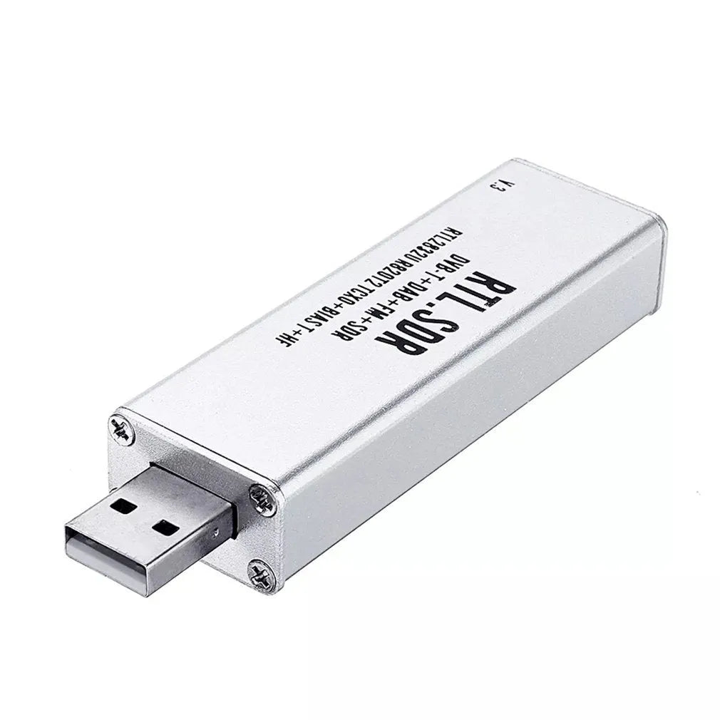 Black metal all-band software-defined radio receiver with SMA connector for 25-1700MHz frequency coverage