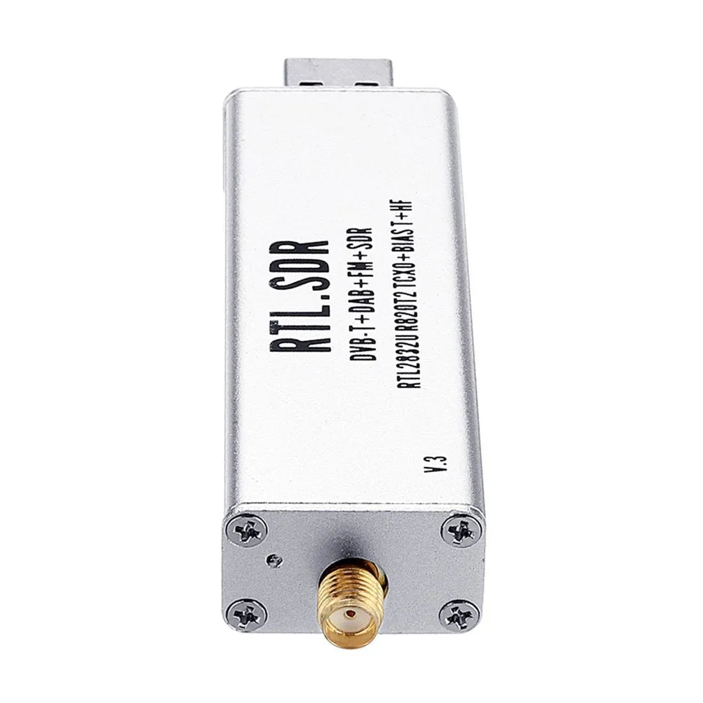 Black metal all-band software-defined radio receiver with SMA connector for 25-1700MHz frequency coverage