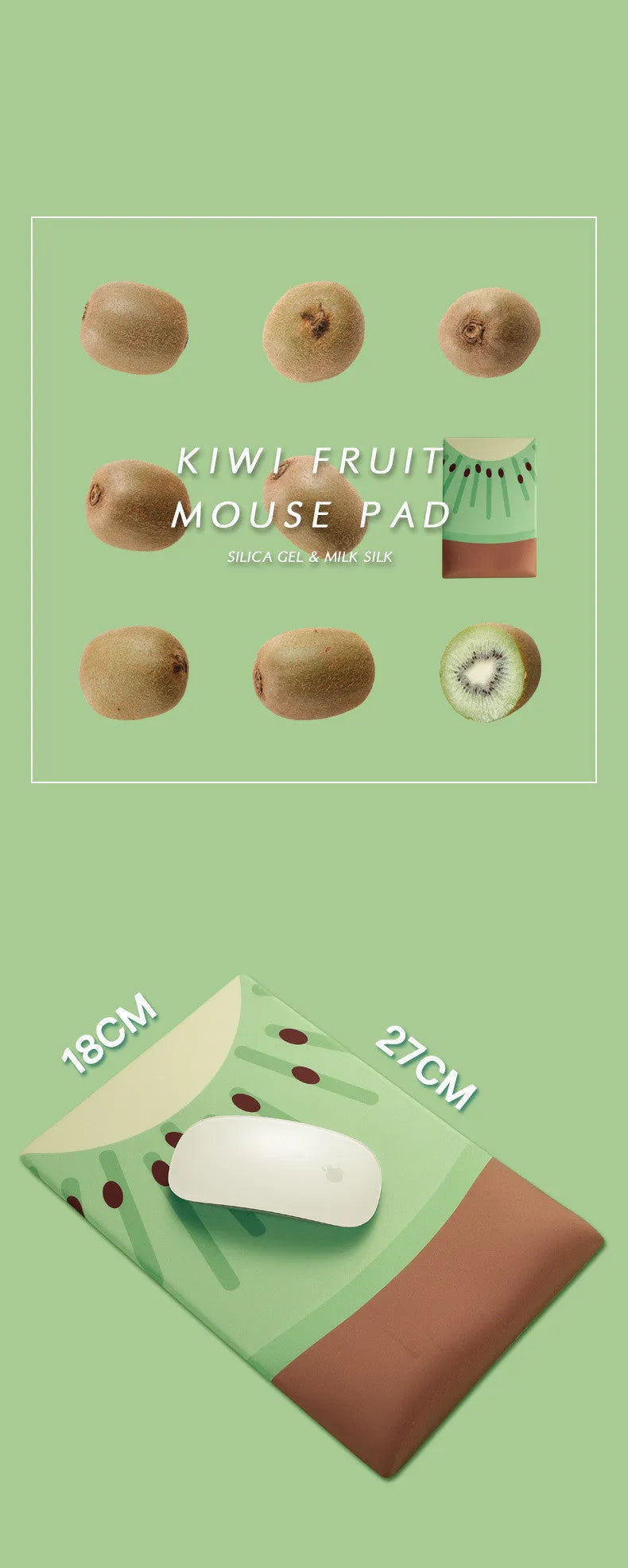 A soft gel-filled wrist mouse pad with a cute printed design on a cloth surface.