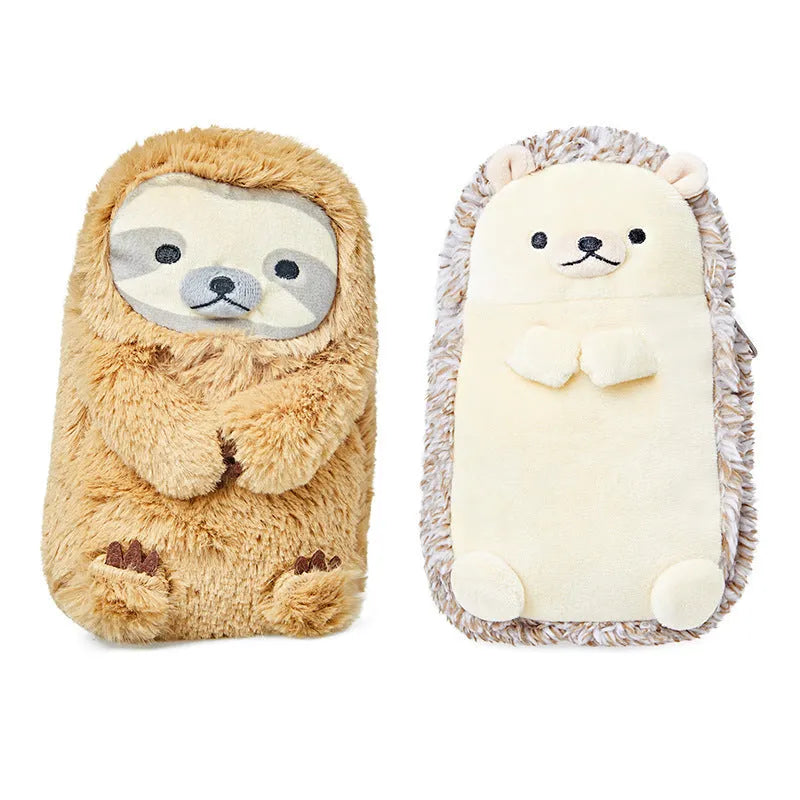 Creative plush velvet pencil case in colour option A, soft texture, suitable for stationery storage