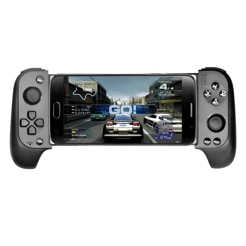 Wireless Bluetooth telescopic game handle for mobile phones in black or red blue colour
