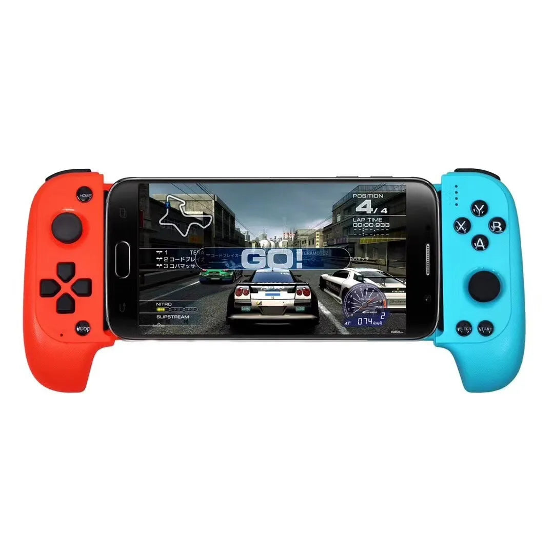 Wireless Bluetooth telescopic game handle for mobile phones in black or red blue colour
