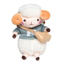 Little Sheep plush crossbody bag in blue with lamb pattern, showing small square shape and soft handle