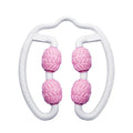 Purple and pink annular silicone leg massage roller for calf muscle recovery