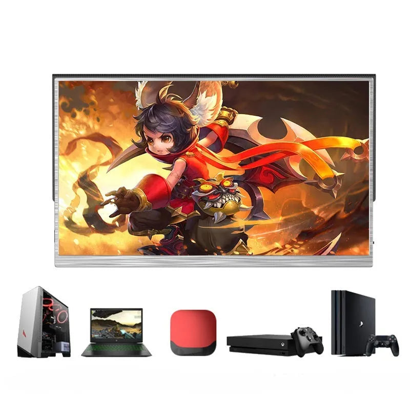 Zeuslap ultra-thin 15-inch portable display monitor with HDMI and USB-C cables on a desk