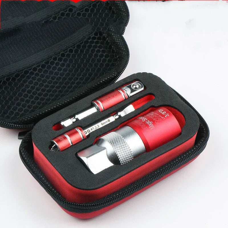Red electric screw wrench socket set with 7-19mm and 9-21mm metric universal sleeve sets