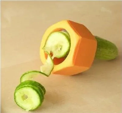 Yellow spiral knife vegetable cutter with 8cm diameter for cucumber slicing