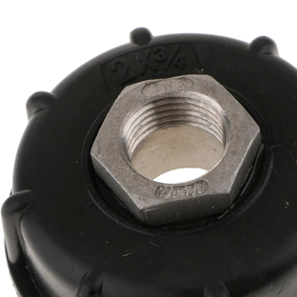 Variable diameter chemical barrel connector with stainless steel and PP construction for 1000 litre urea containers