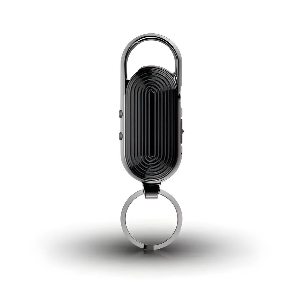 Black zinc alloy voice control recorder with one-key recording button and USB 2.0 port