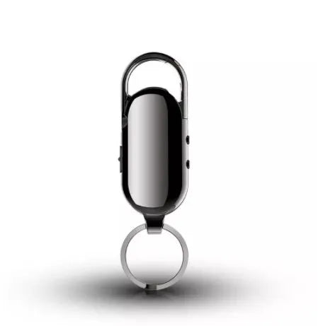Black zinc alloy voice control recorder with one-key recording button and USB 2.0 port