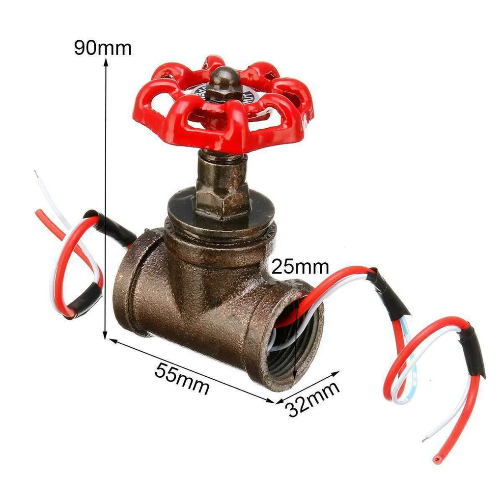 Steampunk industrial light switch valve with red indicators and 3/4 BSP threads