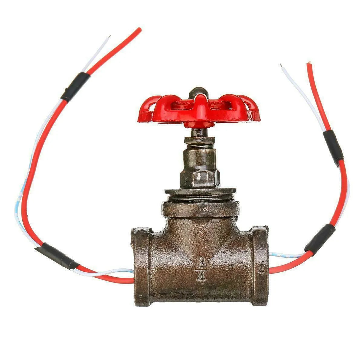 Steampunk industrial light switch valve with red indicators and 3/4 BSP threads