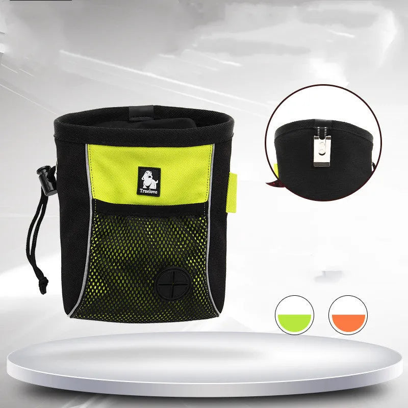 Dog training waist bag in orange with waterproof storage compartment and removable waste bag