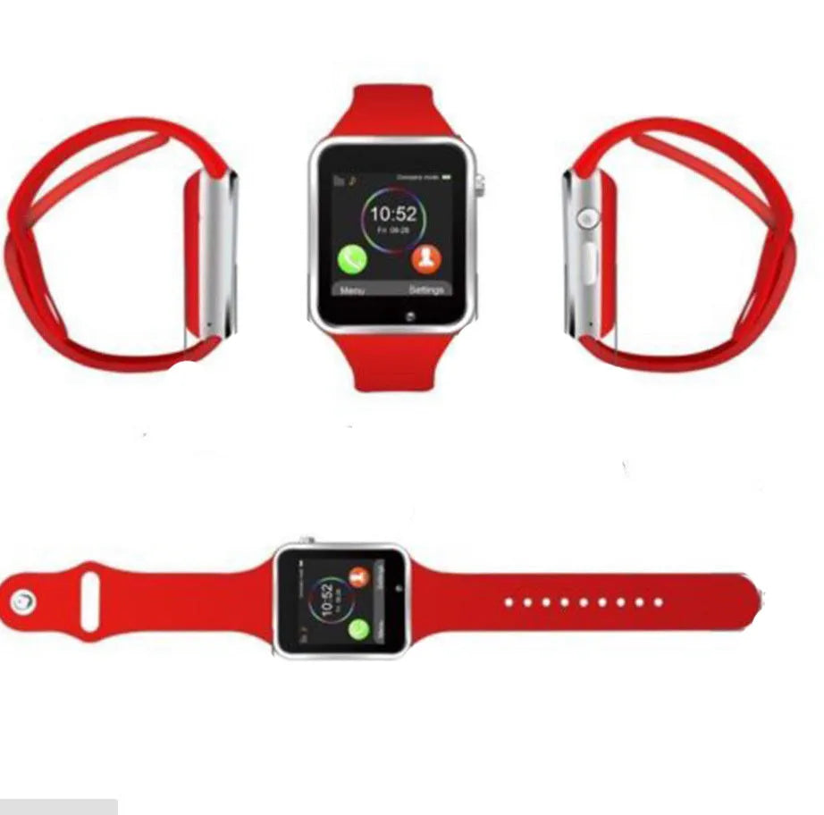 A1 Smart Watch for Android with 1.54-inch screen, Bluetooth, GSM SIM slot, and camera in multiple colours.