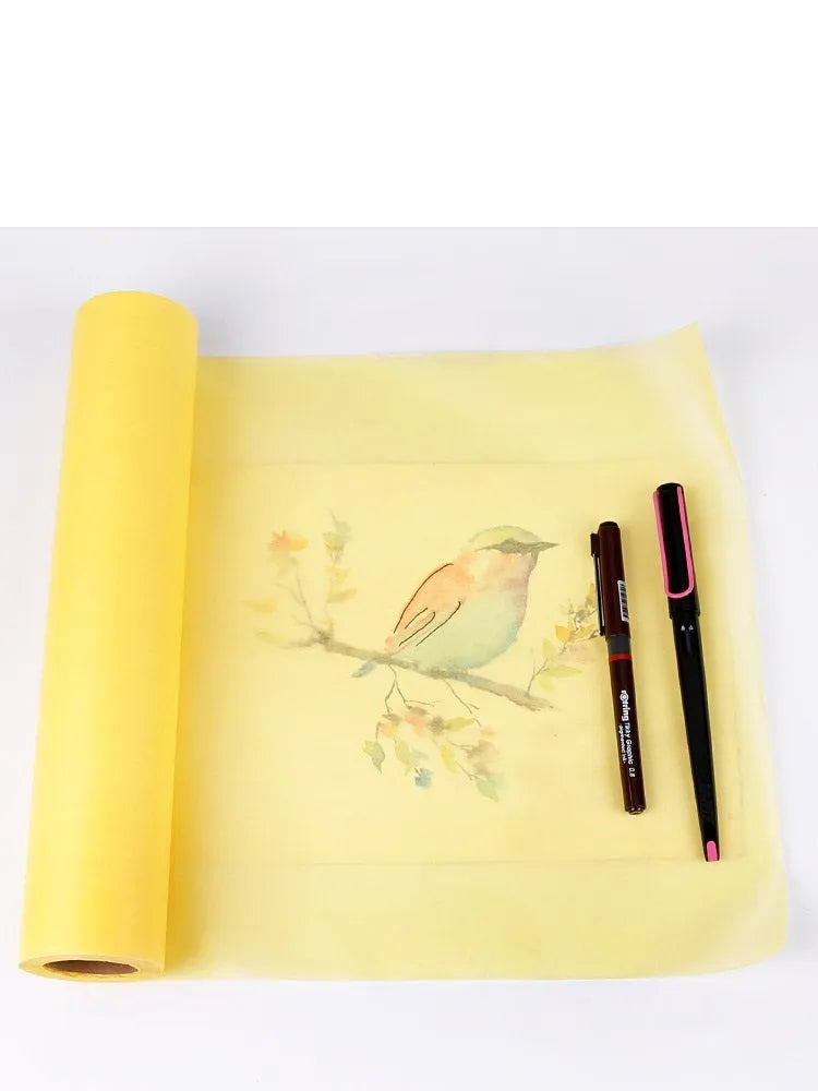 Aikale white or yellow sketch scroll paper roll in 12 inch or 18 inch widths for drawing and copying.