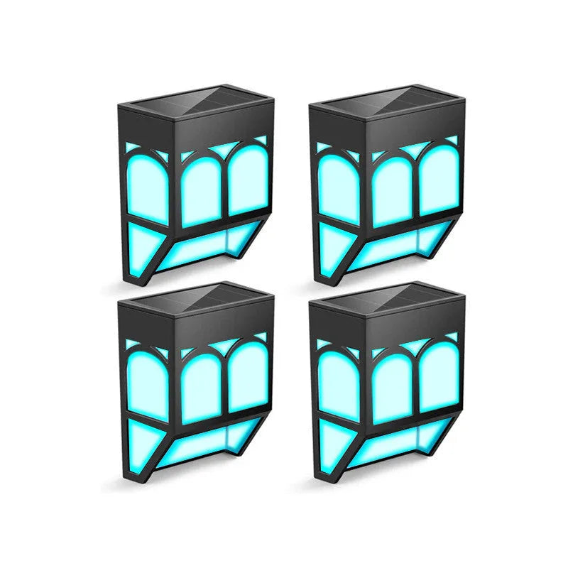 Solar-powered outdoor wall lamp with IP67 waterproof rating for garden fence and balcony lighting