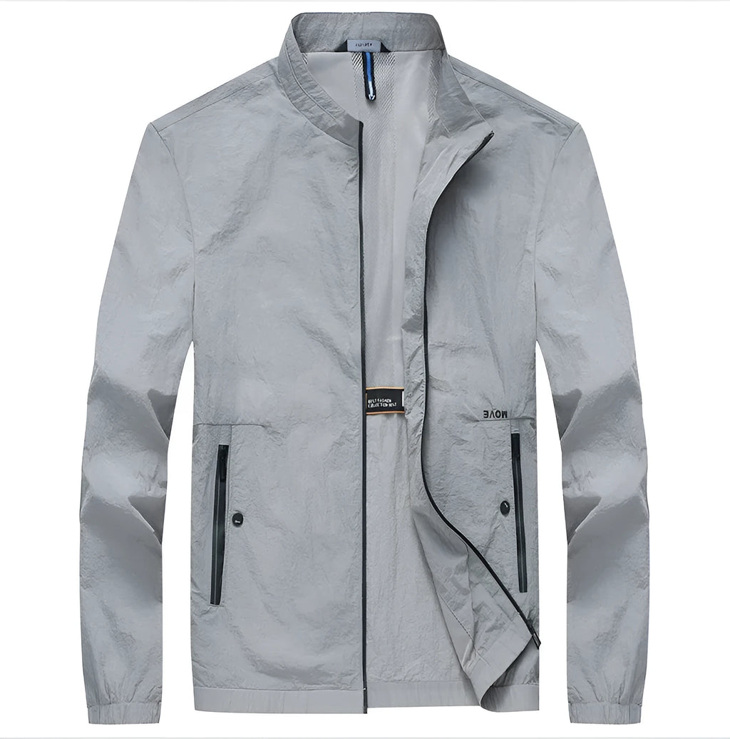 Mens blue sun protective polyester shirt with fashion city style design