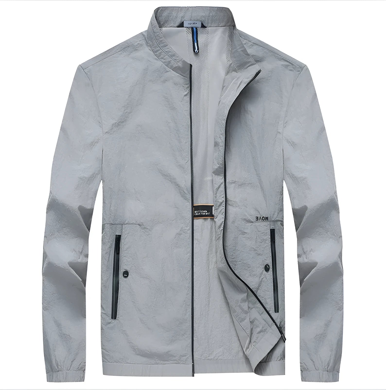 Mens blue sun protective polyester shirt with fashion city style design